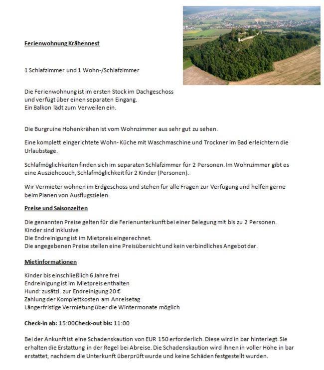 Ferienwohnung Kraehennest In Den Hegaubergen - Naehe Bodensee Muhlhausen-Ehingen Exteriér fotografie
